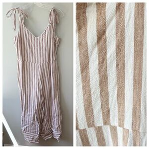 Everly women’s striped tie shoulder jumpsuit